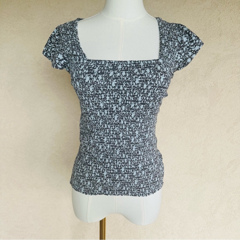 Nation Los Angeles Alicia Smocked Ruffle Top Print Petit Fluer